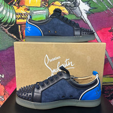 Load image into Gallery viewer, Christian Louboutin Louis Junior Spike Red Bottom Sneakers Dark Blue Size 13
