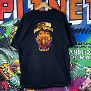 Y2K 2006 Harley Davidson Flaming Bald Eagle Orlando,FL Tee Size 2XL