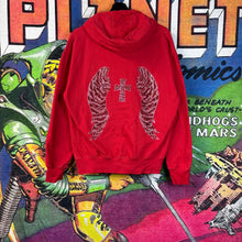 Load image into Gallery viewer, Y2K Red Cross &amp; Wings Hoodie Size Large
