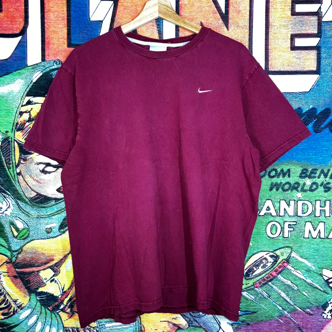Y2K Nike Maroon Swoosh Logo Tee Size L