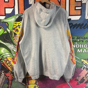 Vintage Gray Adidas Flames Hoodie Size XL