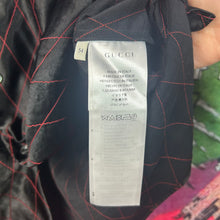 Load image into Gallery viewer, Gucci Camp-Collar Webbing Trimmed Appliquéd Satin Shirt Size 54 / XL

