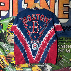 Y2K Boston Red Sox Liquid Blue Tie Dye Tee Size Medium