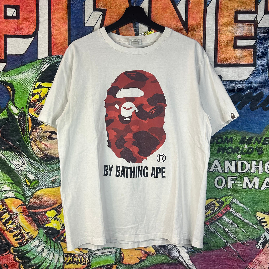 Bape Red Camo Ape Head Tee Size Large