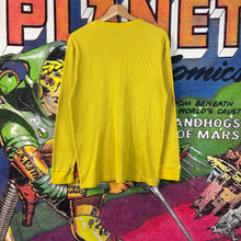 Load image into Gallery viewer, Y2K Southpole Men&#39;s Yellow Waffle Pullover Crew Neck Long Sleeve Thermal Size Medium
