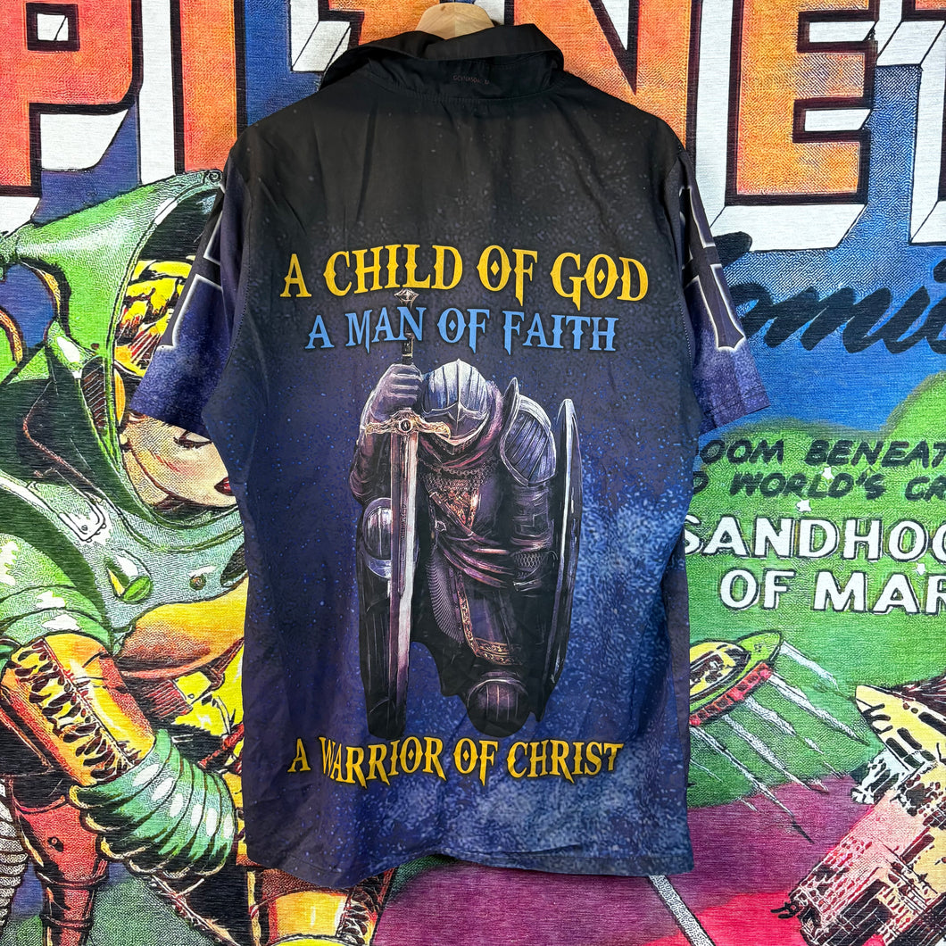 Jesus Is My Savior Rayon Button Up Size Medium