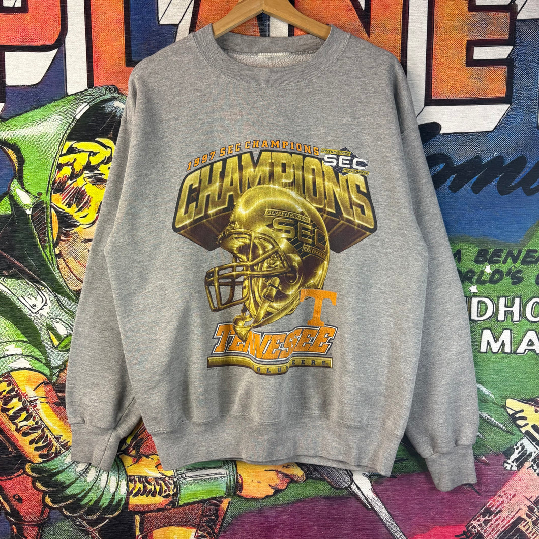 Vintage Lee Sport 1997 Tennessee Volunteers SEC Champions Grey SweatShirt Size Medium