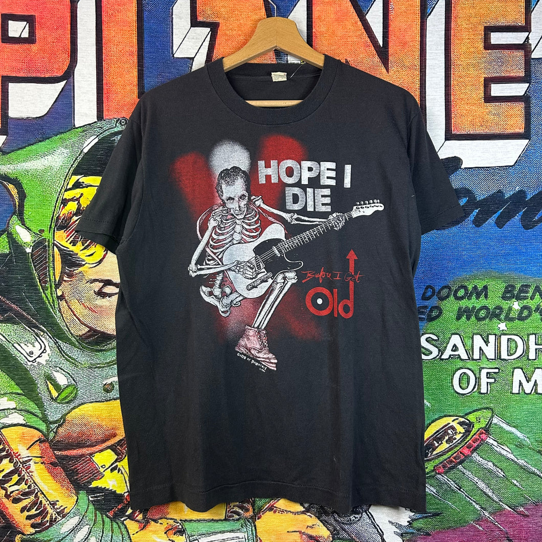 Vintage 80s ‘Hope I Die’ Skeleton Tee Size XL