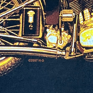 Y2K 2007 Harley Davidson Golden Bike & Eagle Tee Size L