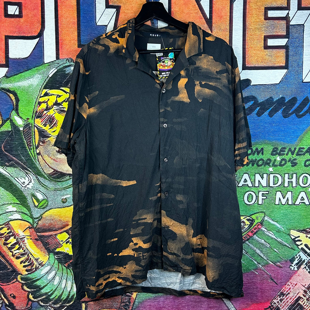 Ksubi Black and Orange Button Up Shirt Size XL