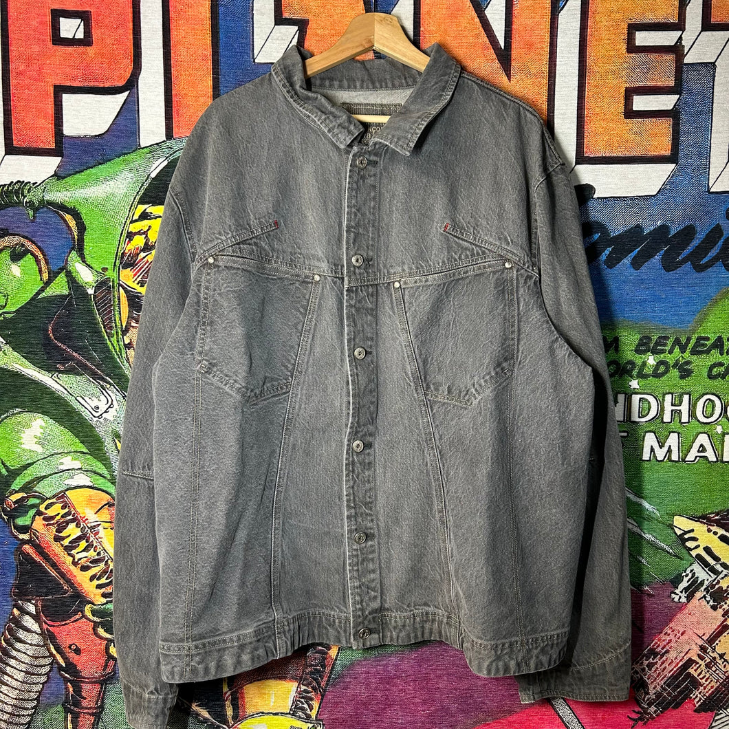 Y2K Marithe Francois Girbaud Grey Denim Jacket Size 3XL