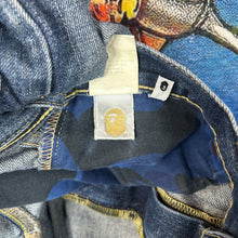 Load image into Gallery viewer, Y2K Bape ‘Ape Shall Never Kill Ape’ Jean Shorts Size 36&quot;
