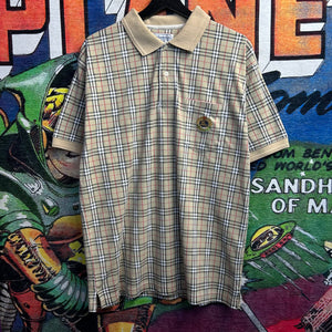 Vintage 90’s Burberrys Plaid Polo Shirt Size XL