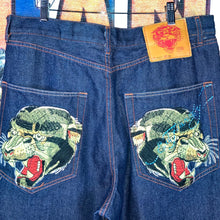 Load image into Gallery viewer, Ed Hardy Embroidered Tiger Denim Jeans Size 38”
