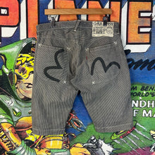 Load image into Gallery viewer, Evisu Striped Denim Shorts Size 34”
