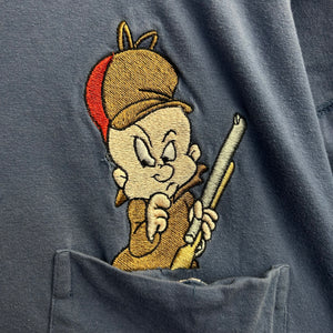 Vintage 90’s Looney Tunes Elmer Fudd Pocket Tee Size XL
