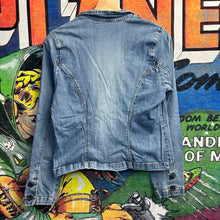 Load image into Gallery viewer, Y2K Hot Kiss Denim Jacket Size Woman’s XS
