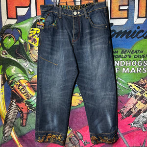 Coogi Gold Embroidered Baggy Jeans Size 38”
