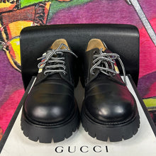 Load image into Gallery viewer, Gucci Calfskin Oliver Sylvie Web Mens Oxfords Black Size 9 - 10
