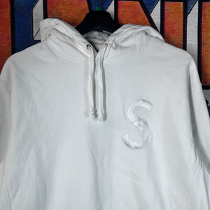 Supreme FW15 Tonal S Logo White Hoodie Size L