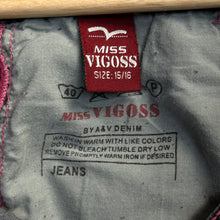 Load image into Gallery viewer, Y2K Miss Vigos Pink Contrasted Stitching Baggy Jeans Size 33”
