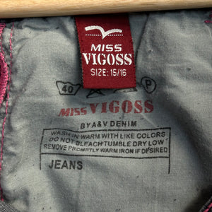 Y2K Miss Vigos Pink Contrasted Stitching Baggy Jeans Size 33”