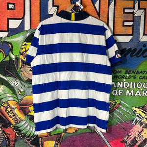 Polo Ralph Lauren White Blue Striped Polo Size 2XL
