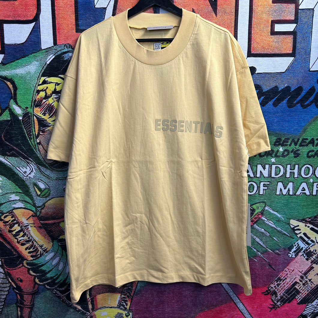 Brand New Essentials Fear Of God Rubberized Logo Light Tuscan Tee Size Large