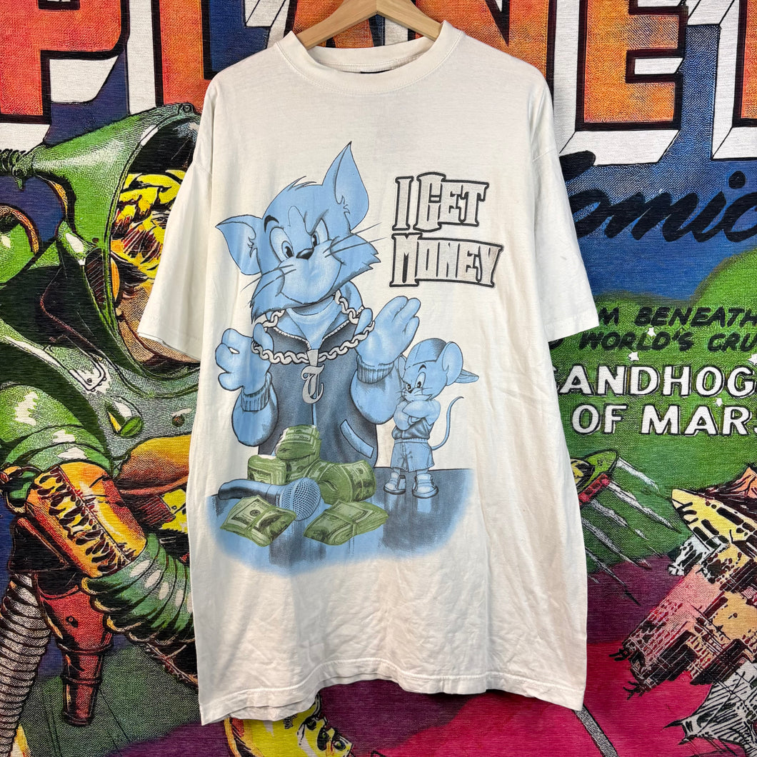 Y2K Tom and Jerry I Get Money Ghetto Tee Size 2XL