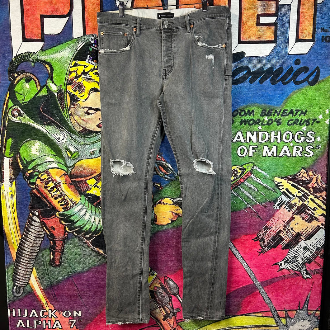 Purple Brand Distressed Grey Skinny Jeans Size 34”