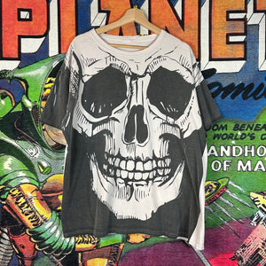 Y2K Big Print Grunge Skull Tee Size XL