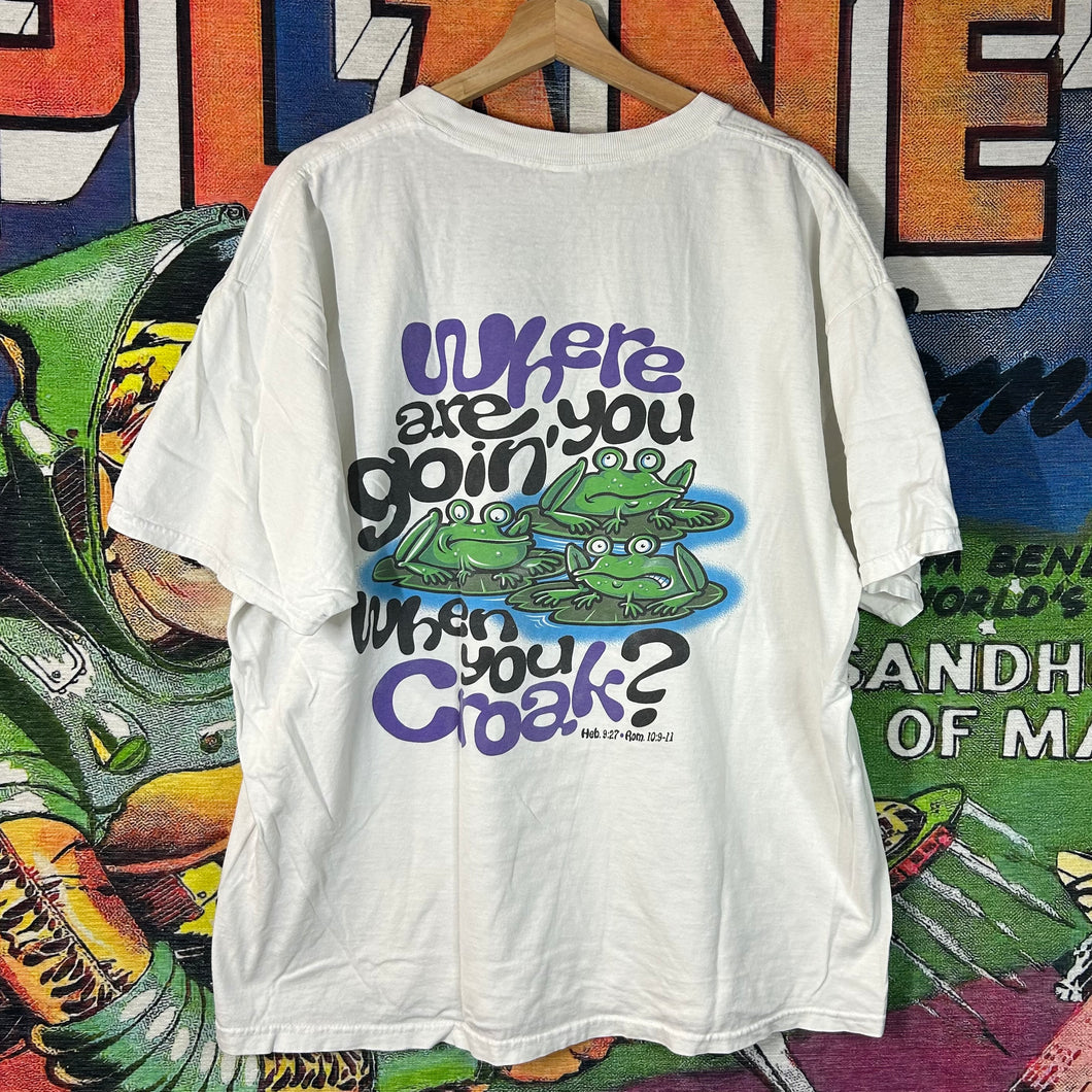 Y2K Frog ‘Where Are You Going When You Croak’ Tee Size XL
