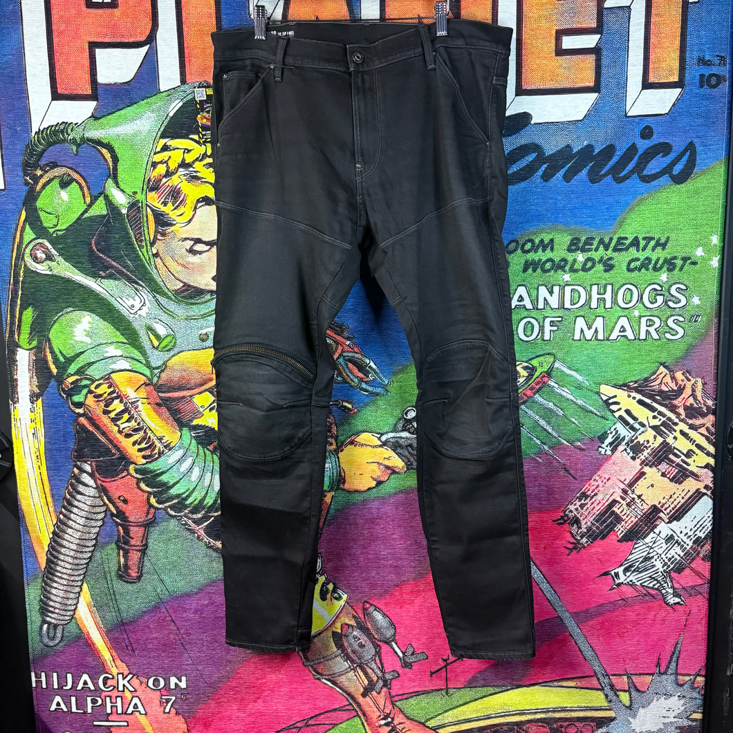 G-Star Black 3D Zip Knees Jeans Size 38