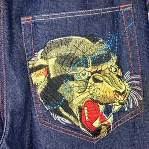 Ed Hardy Embroidered Tiger Denim Jeans Size 38”