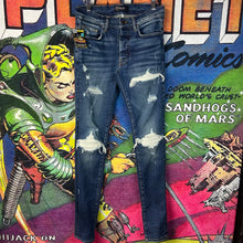 Load image into Gallery viewer, Amiri MX1 Leather Patch Jeans Size 30”
