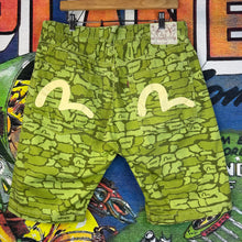 Load image into Gallery viewer, Evisu Green Camouflage Shorts Size 33-34”
