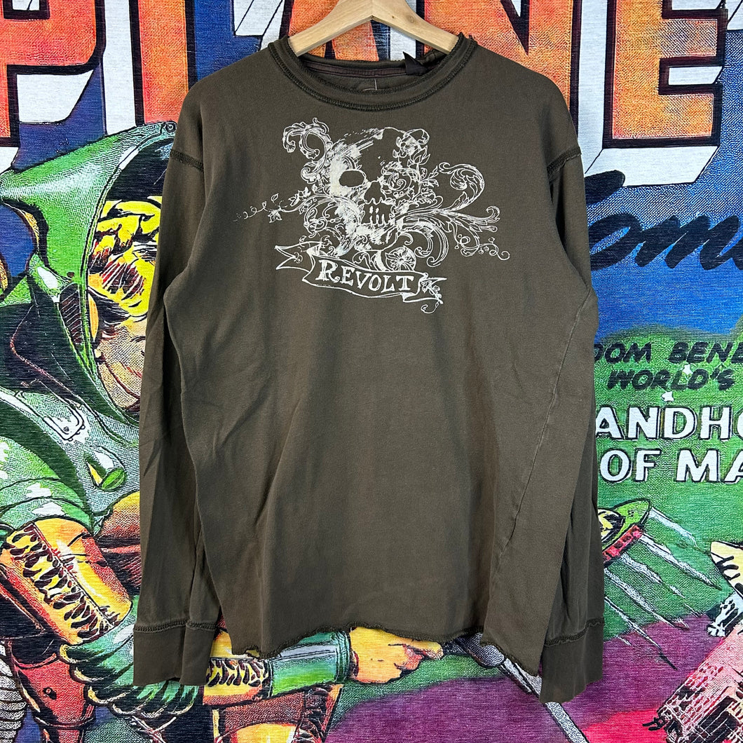 Y2K Revolt Skull Long Sleeve Tee Size Large