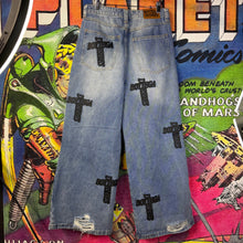 Load image into Gallery viewer, Bottega Desires Patch Crosses Jeans Size 28”
