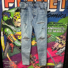 Load image into Gallery viewer, Amiri MX1 Ripped Skinny Black Patch Jeans Size 36”

