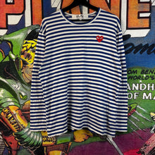 Load image into Gallery viewer, Comme des Garçons Play heart-patch striped cotton Tee Size XL
