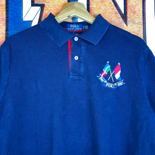 Load image into Gallery viewer, Polo by Ralph Lauren Navy/Red embroidered flag logo shirt
