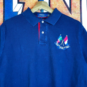 Polo by Ralph Lauren Navy/Red embroidered flag logo shirt