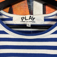 Load image into Gallery viewer, Comme des Garçons Play heart-patch striped cotton Tee Size XL

