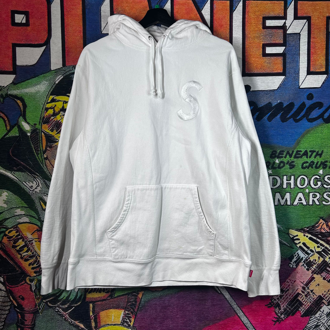 Supreme FW15 Tonal S Logo White Hoodie Size L