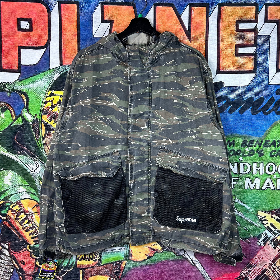 Supreme Mesh Pockets Tiger Camo Hoodie Size Large