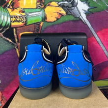 Load image into Gallery viewer, Christian Louboutin Louis Junior Spike Red Bottom Sneakers Dark Blue Size 13
