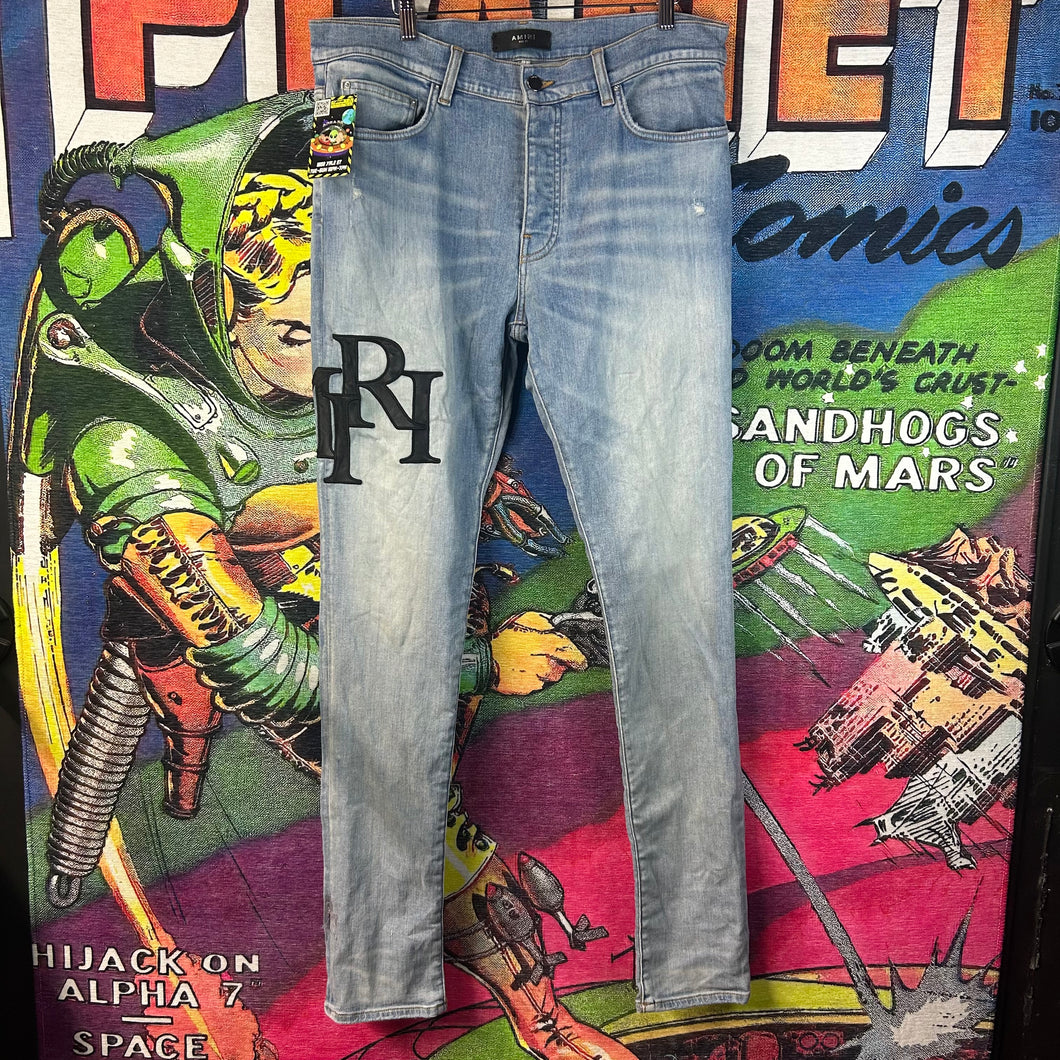 Amiri Leather Patch Jeans Size 33”