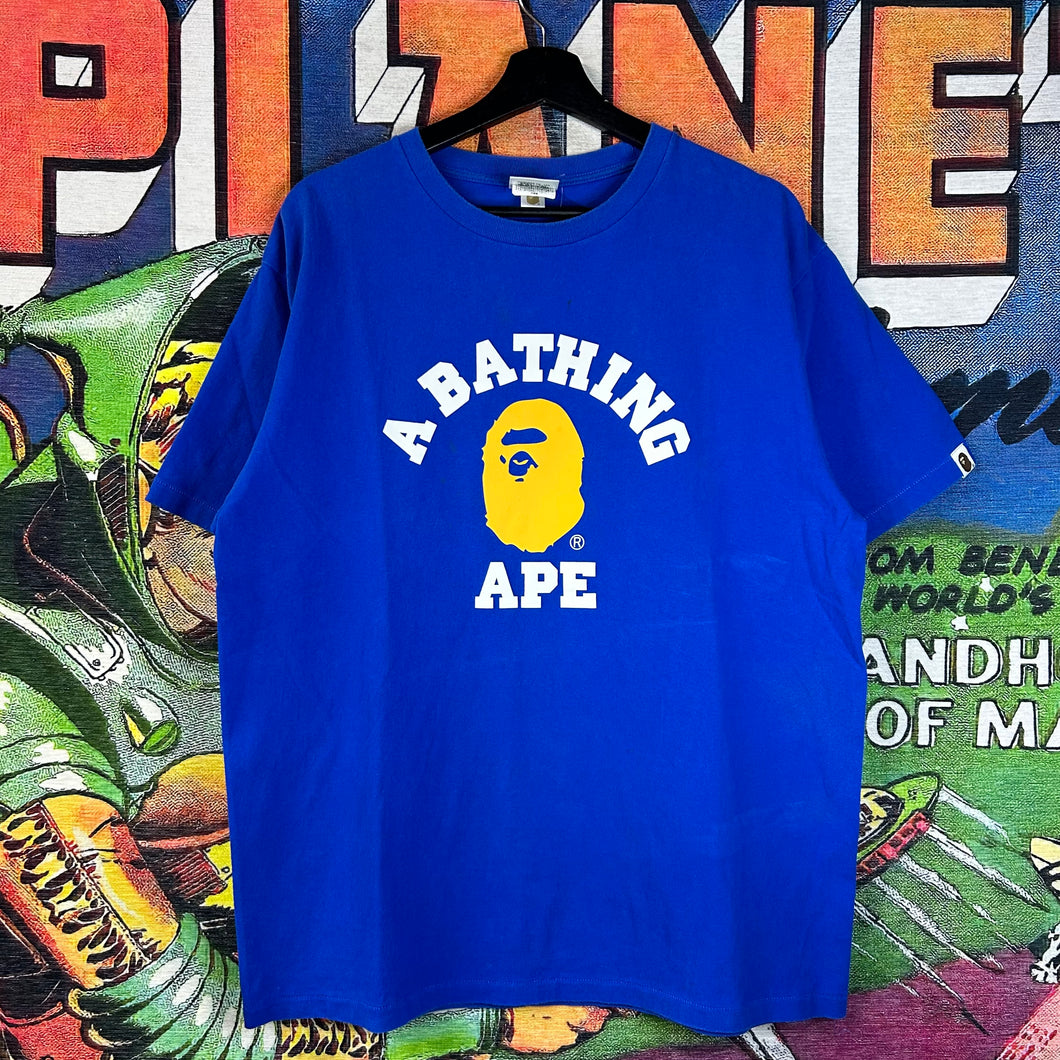 Bape College Tee Blue and Yellow Size XL