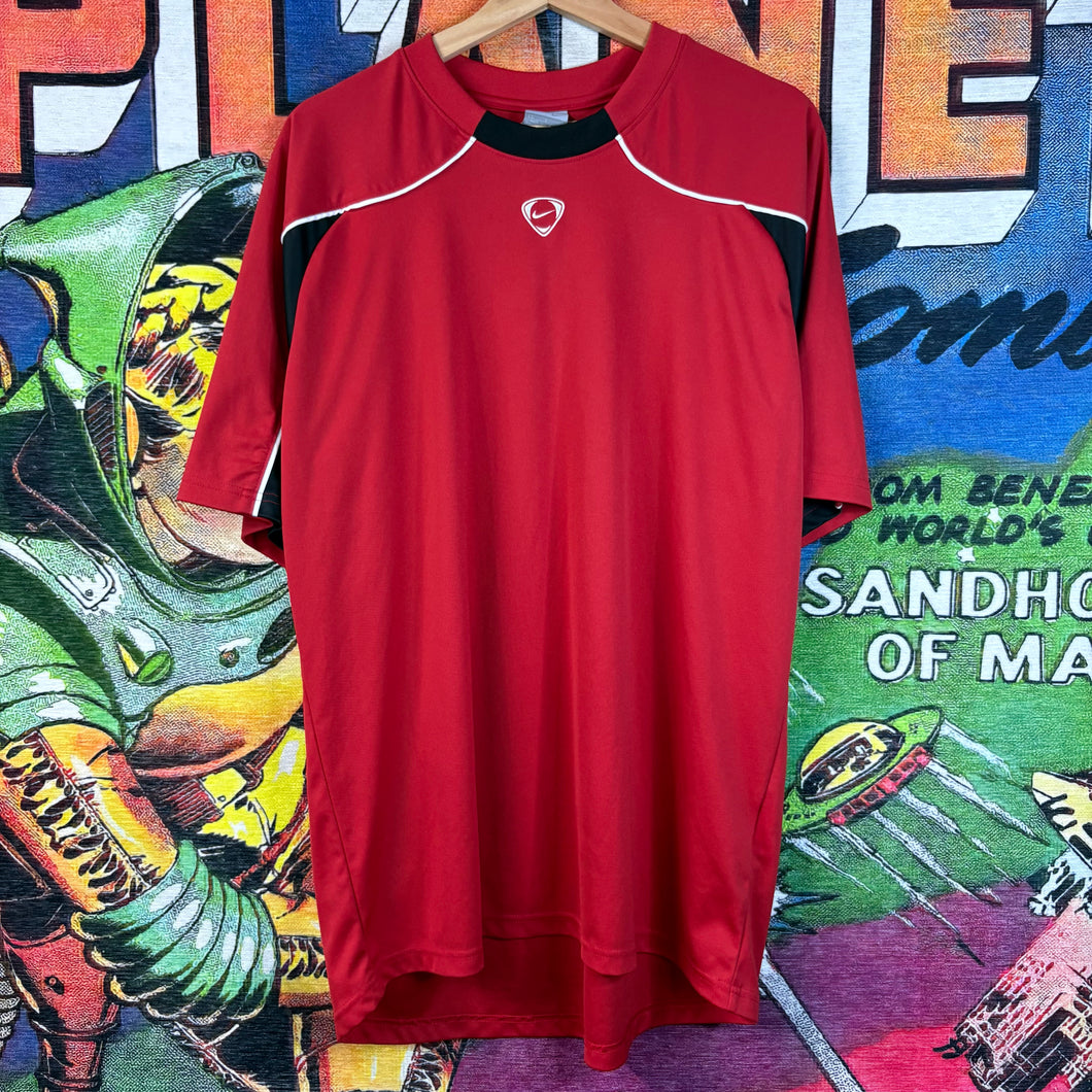 Y2K Nike Red Soccer Dri Fit Jersey Size Large