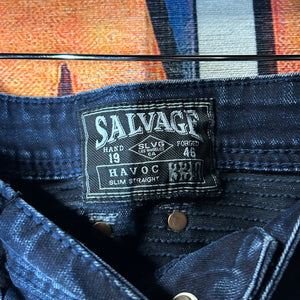 Salvage Dark Wash Biker Jeans Size 33”